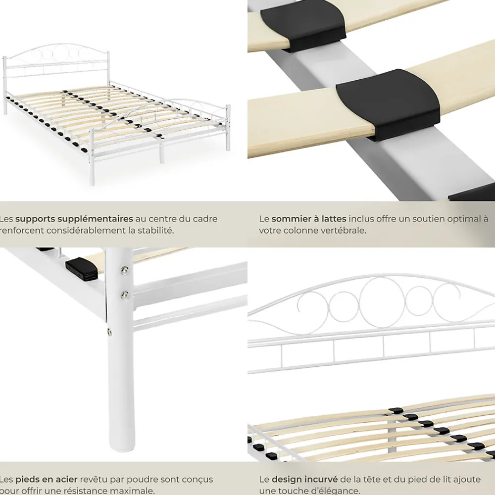 Lit design moderne avec sommier de Style romantique 140 x 200 cm blanc>Tectake Clearance