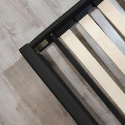 Meubletmoi Lit double 160 x 200 cm en simili noir + sommier fixe - PANDORA* Lit Double