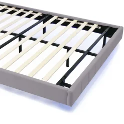 Generique Lit double 140 x 200cm avec sommier à lattes, Lit 140 x 200cm avec éclairage LED et USB, cadre de lit en lin, Gris* Lit Double
