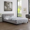 Nature Pro Lit Double 140 x190 cm Tissus Gris Moderne + Sommier Chambre* Sommier