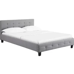 Nature Pro Lit Double 140 x190 cm Tissus Gris Moderne + Sommier Chambre* Sommier