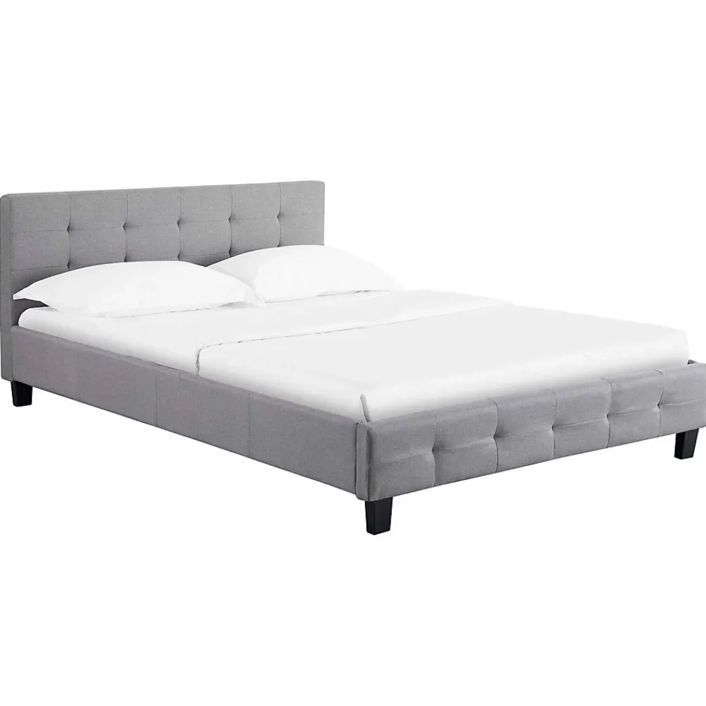 Nature Pro Lit Double 140 x190 cm Tissus Gris Moderne + Sommier Chambre* Sommier