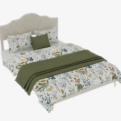 Lit Double Ado 140x200 cm - Lit Capitonné Bas Moderne et Confortable, Sans Vérin, Sans Matelas, Tissu Beige><noscript><img width=