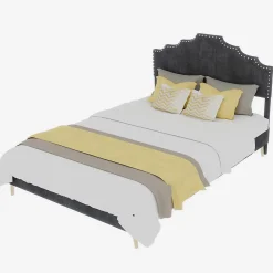 Okwish Lit Double Ado 140x200 cm - Lit Bas Capitonné, Sans Vérin et Sans Matelas, Moderne et Confortable, Tissu Gris* Lit Double