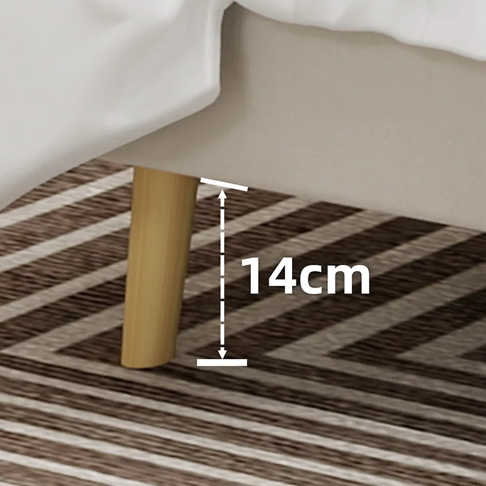 Okwish Lit Double Ado 140x200 cm - Tête de Lit Confortable et Style Moderne, Structure Composite en Tissu et Métal, sans Matelas, Beige* Lit Double