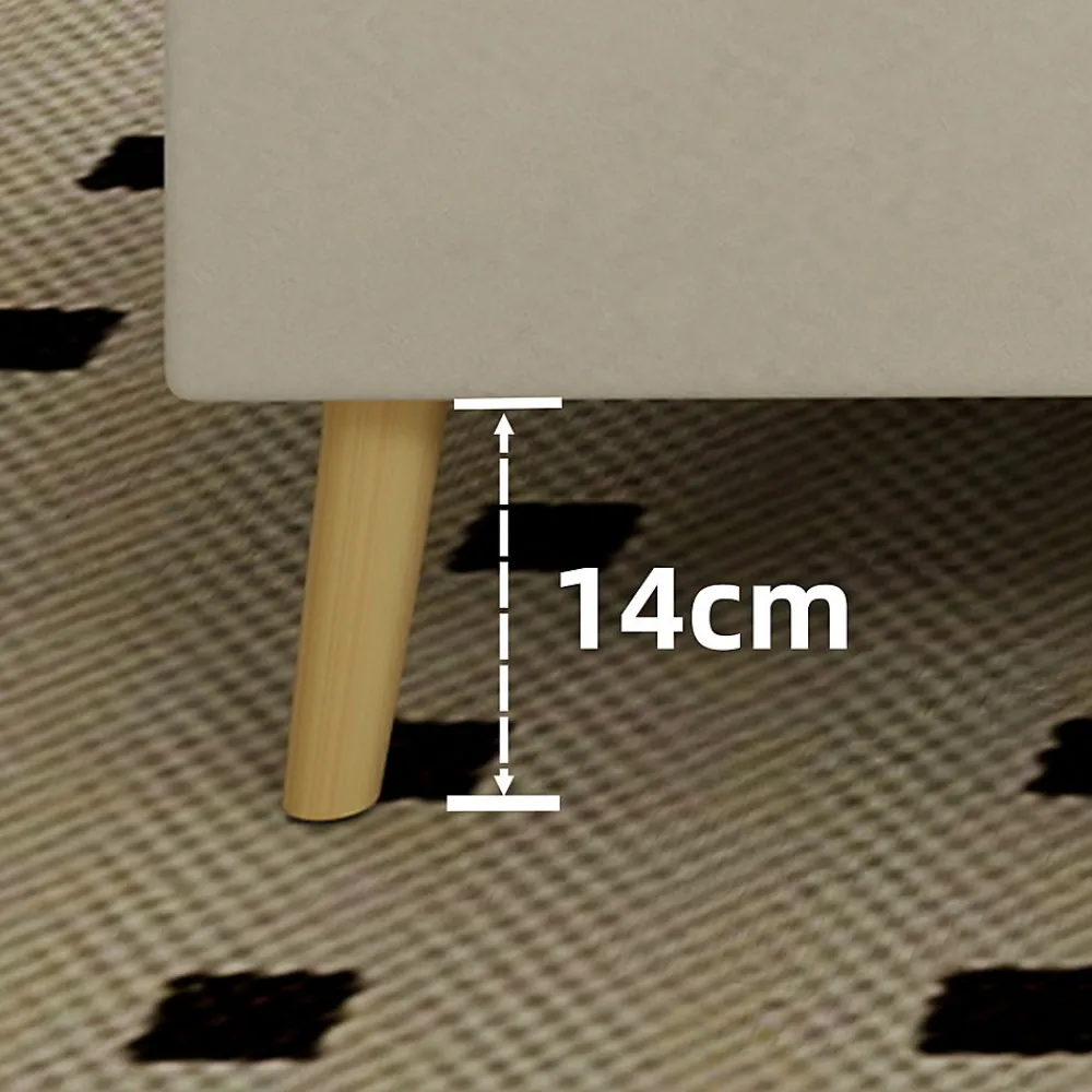 Lit Double Ado 140x200 cm - Tête de Lit Éclairage LED Doux, Structure Composite Stable en Tissu et Métal, sans Matelas, Beige>Okwish