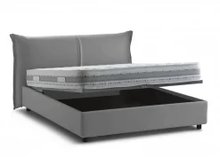 Lit double Akio, 100% Made in Italy, Ouverture frontale, avec matelas 160x190 cm inclus, Gris><noscript><img width=