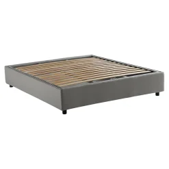 Talamo Italia Lit double Alaksir, Lit coffre en tissu, Ouverture frontale, avec matelas 140x200 cm inclus, 100% Made in Italy, Gris* Lit Coffre