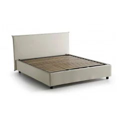 Talamo Italia Lit double Angelic, Lit coffre en tissu, Ouverture frontale, adapté pour matelas 140x190 cm, 100% Made in Italy, Beige* Lit Coffre