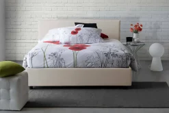 Talamo Italia Lit double Angelic, Lit coffre en tissu, Ouverture frontale, adapté pour matelas 140x190 cm, 100% Made in Italy, Beige* Lit Coffre