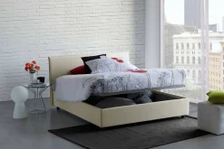 Talamo Italia Lit double Angelic, Lit coffre en tissu, Ouverture frontale, adapté pour matelas 140x190 cm, 100% Made in Italy, Beige* Lit Coffre