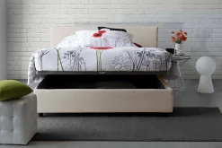 Talamo Italia Lit double Angelic, Lit coffre en tissu, Ouverture frontale, adapté pour matelas 140x190 cm, 100% Made in Italy, Beige* Lit Coffre