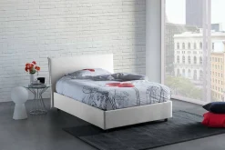 Lit double Angelic, Lit coffre en tissu, Ouverture frontale, adapté pour matelas 140x190 cm, 100% Made in Italy, Blanc>Talamo Italia Hot