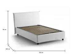 Lit double Angelic, Lit coffre en tissu, Ouverture frontale, adapté pour matelas 140x190 cm, 100% Made in Italy, Blanc><noscript><img width=