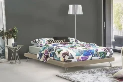 Talamo Italia Lit double Arbatrax, Lit fixe en tissu avec pieds, 100% Made in Italy, adapté pour matelas 160x190 cm, Beige* Lit Coffre