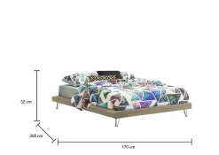 Talamo Italia Lit double Arbatrax, Lit fixe en tissu avec pieds, 100% Made in Italy, adapté pour matelas 160x190 cm, Beige* Lit Coffre