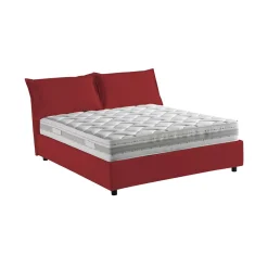 Lit double Arden, Lit coffre en tissu, Ouverture frontale, avec matelas 140x190 cm inclus, 100% Made in Italy, Rouge>Talamo Italia