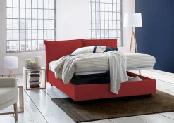 Lit double Arden, Lit coffre en tissu, Ouverture frontale, avec matelas 140x190 cm inclus, 100% Made in Italy, Rouge><noscript><img width=