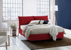 Talamo Italia Lit double Askari, Lit coffre en tissu, Ouverture frontale, Convient pour matelas 140x190 cm, 100% Made in Italy, Rouge* Lit Coffre