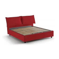 Talamo Italia Lit double Askari, Lit coffre en tissu, Ouverture frontale, Convient pour matelas 140x190 cm, 100% Made in Italy, Rouge* Lit Coffre