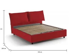 Talamo Italia Lit double Askari, Lit coffre en tissu, Ouverture frontale, Convient pour matelas 140x190 cm, 100% Made in Italy, Rouge* Lit Coffre