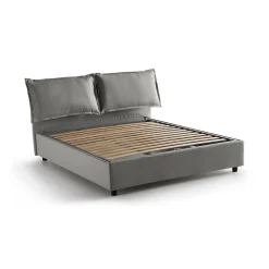 Lit double Askari, Lit coffre en tissu, Ouverture frontale, Convient pour matelas 140x190 cm, 100% Made in Italy, Gris>Talamo Italia Hot