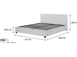 Habitat Et Jardin Lit double avec coffre "Carla" - 140 x 190 cm - Blanc* Lit Coffre