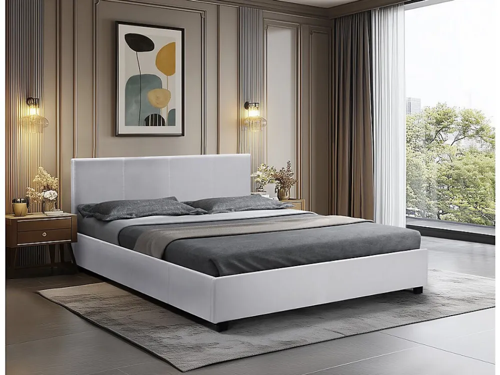 Habitat Et Jardin Lit double avec coffre "Carla" - 140 x 190 cm - Blanc* Lit Coffre