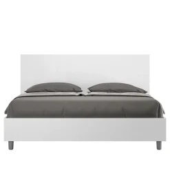 Ityhome Lit double avec rangement, double relevable, 160x200 cm, frêne blanc, New Egos* Lit Coffre