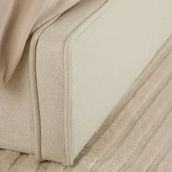 Idimex Lit double BELARTI 140 x 190 cm rembourré, revêtement en tissu - Blanc crème* Lit Double