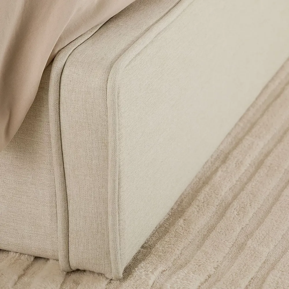 Idimex Lit double BELARTI 140 x 190 cm rembourré, revêtement en tissu - Blanc crème* Lit Double
