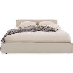 Idimex Lit double BELARTI 140 x 190 cm rembourré, revêtement en tissu - Beige* Lit Double