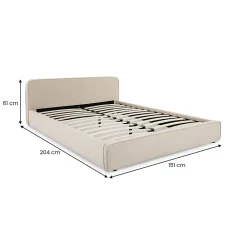 Idimex Lit double BELARTI 140 x 190 cm rembourré, revêtement en tissu - Beige* Lit Double