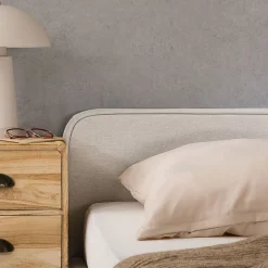 Idimex Lit double BELARTI 140 x 190 cm rembourré, revêtement en tissu - Beige* Lit Double