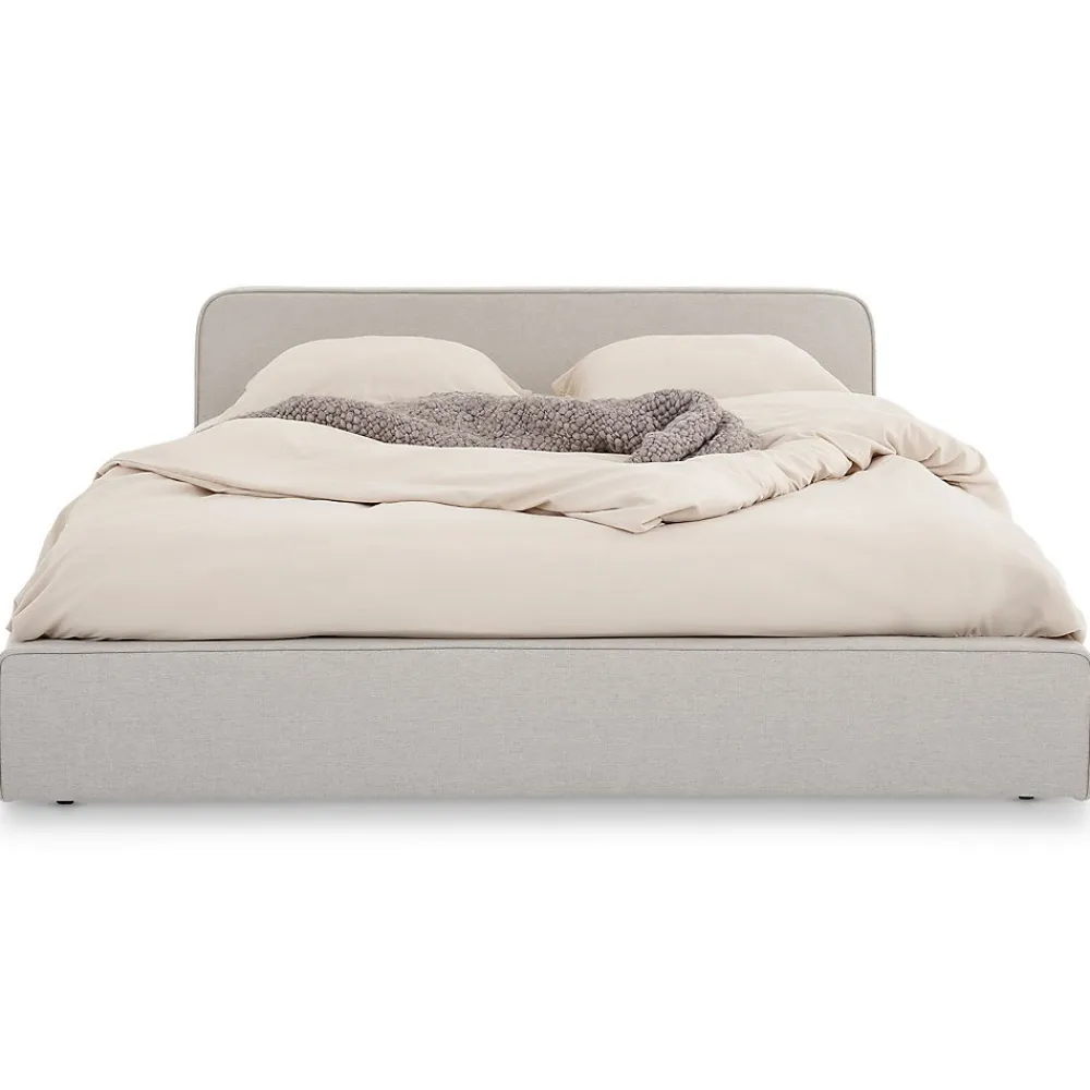 Lit double BELARTI 140 x 190 cm rembourré, revêtement en tissu - Gris clair>Idimex Hot