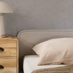 Lit double BELARTI 140 x 190 cm rembourré, revêtement en tissu - Gris clair><noscript><img width=