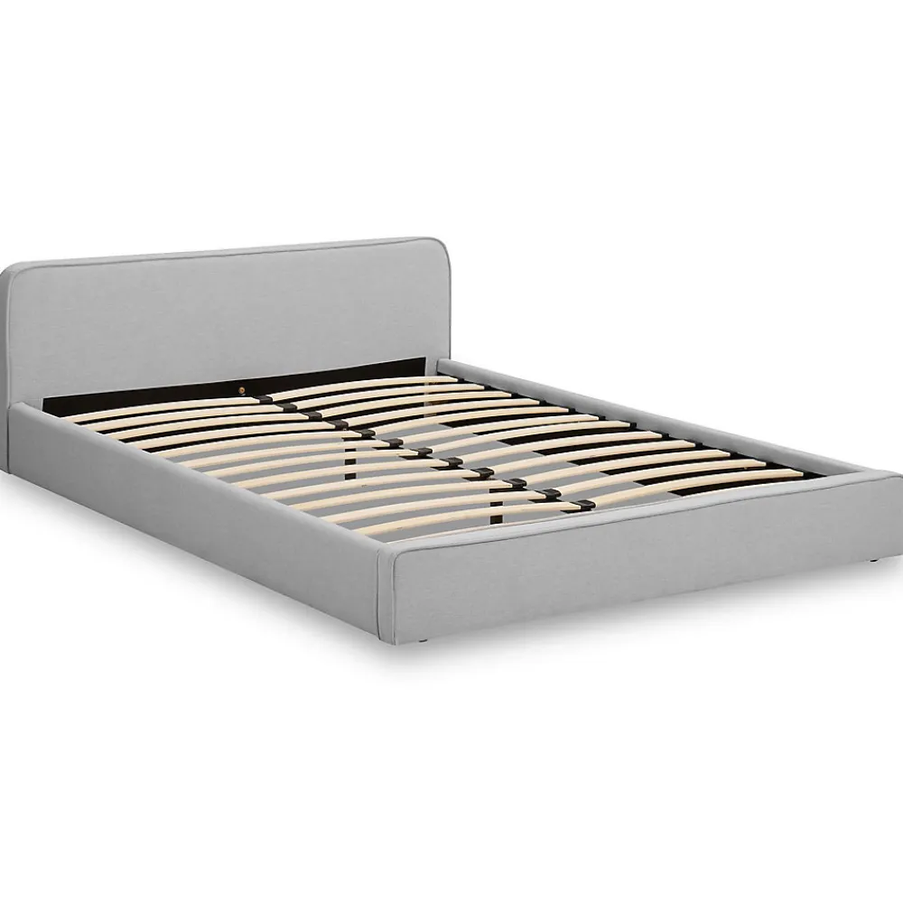 Lit double BELARTI 140 x 190 cm rembourré, revêtement en tissu - Gris clair>Idimex Hot