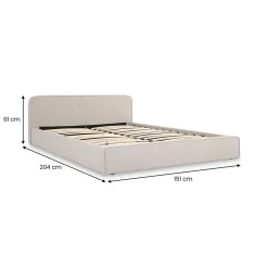 Lit double BELARTI 140 x 190 cm rembourré, revêtement en tissu - Gris clair><noscript><img width=