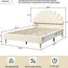 Simple Life Lit Double Capitonné 140 X 200 Cm Avec Sommier à Lattes, Velours, Beige* Lit Coffre