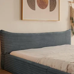 Okwish Lit Double Capitonné 160x200 cm, Chenille Doux, Tête de Lit Élégante, Cadre Bois Métal Solide, Gris Foncé, Sans Matelas* Lit Double