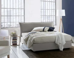 Lit double Clio, Lit coffre déhoussable avec tête de lit rembourrée et cadre de lit coffre, adapté pour matelas 160x190 cm, Gris>Talamo Italia Best