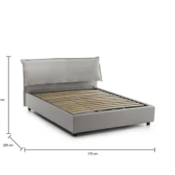 Lit double Clio, Lit coffre déhoussable avec tête de lit rembourrée et cadre de lit coffre, adapté pour matelas 160x190 cm, Gris><noscript><img width=