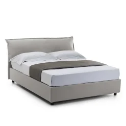 Lit double Clio, Lit coffre déhoussable avec tête de lit rembourrée et cadre de lit coffre, adapté pour matelas 160x190 cm, Gris><noscript><img width=