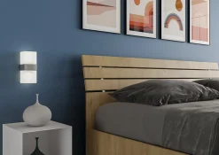 Ityhome Lit double coffre avec relevage 160x200 cm, tête de lit inclinée avec lattes en chêne Ankel* Lit Coffre