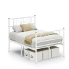 Lit Double Convient pour Matelas de 140 x 190 cm Blanc Métal Montage Facile + Espace Rangement Chambre>Nature Pro Discount