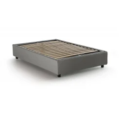 Talamo Italia Lit double Daccardi, Lit coffre avec revêtement en tissu, Ouverture frontale, adapté pour matelas 120x200 cm, Gris* Lit Coffre