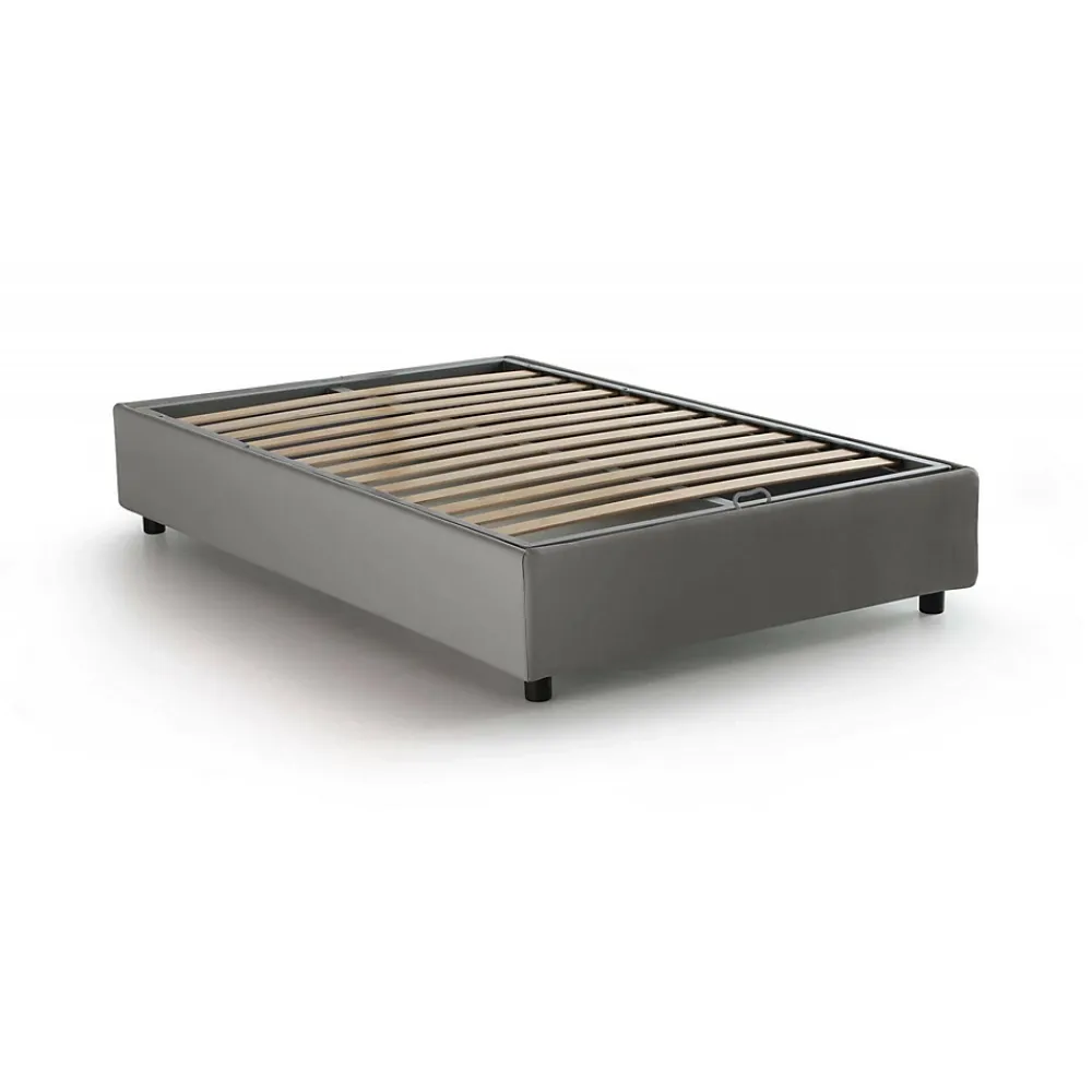 Talamo Italia Lit double Daccardi, Lit coffre avec revêtement en tissu, Ouverture frontale, adapté pour matelas 120x200 cm, Gris* Lit Coffre