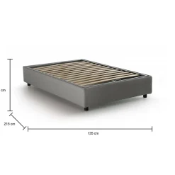 Talamo Italia Lit double Daccardi, Lit coffre avec revêtement en tissu, Ouverture frontale, adapté pour matelas 120x200 cm, Gris* Lit Coffre