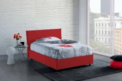 Talamo Italia Lit double Dacer, lit coffre avec revêtement en tissu, ouverture frontale, adapté pour matelas 120x190 cm, rouge* Lit Coffre