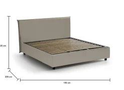Lit double Dacost, Lit coffre avec revêtement en similcuir, Ouverture frontale, adapté pour matelas 140x190 cm, Taupe><noscript><img width=
